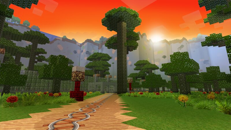 Path Through Forest — Green, Serene, Sunset, Pixel Art