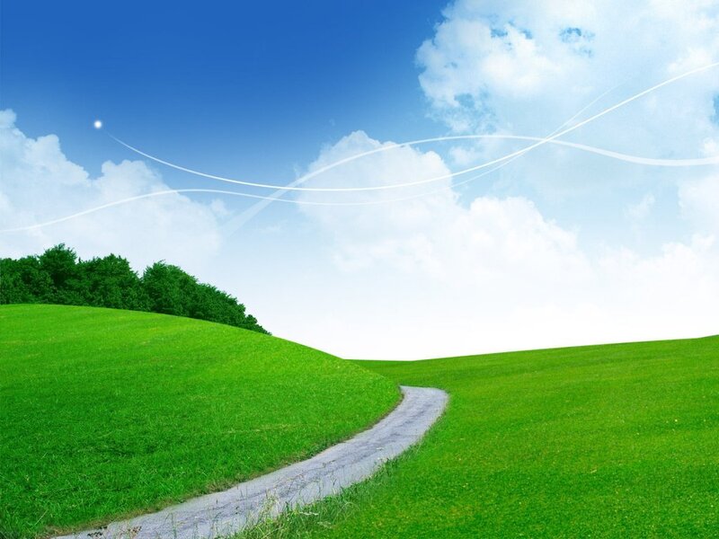 Path through green hills