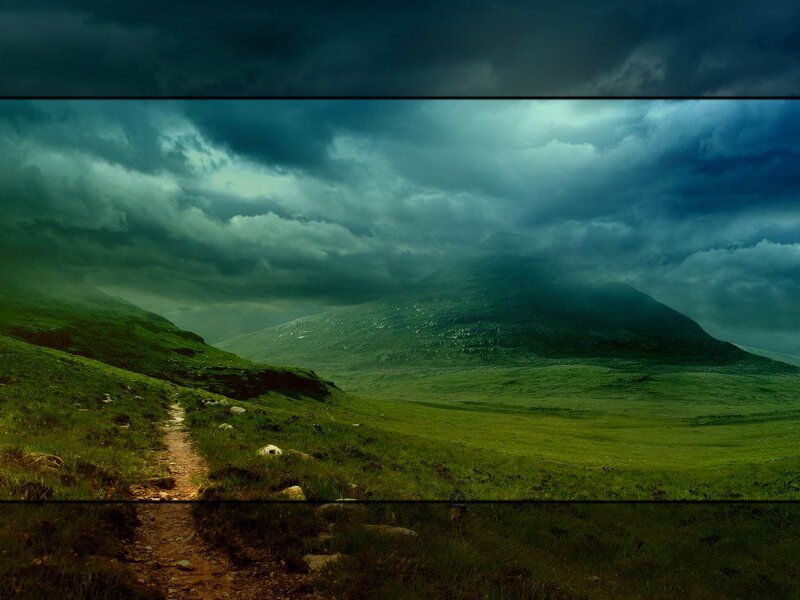 Path Through Green Hills — Clouds