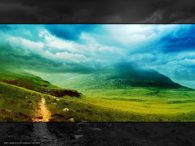 Path through green hills