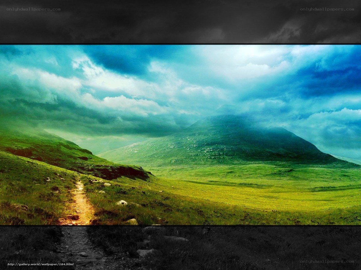 Path through green hills