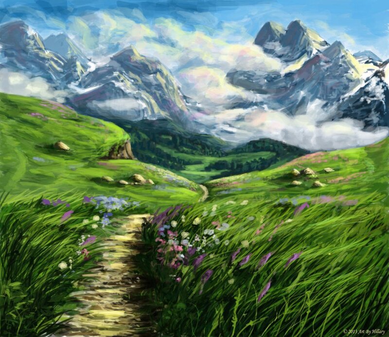 Path Through Mountain Meadow — Green