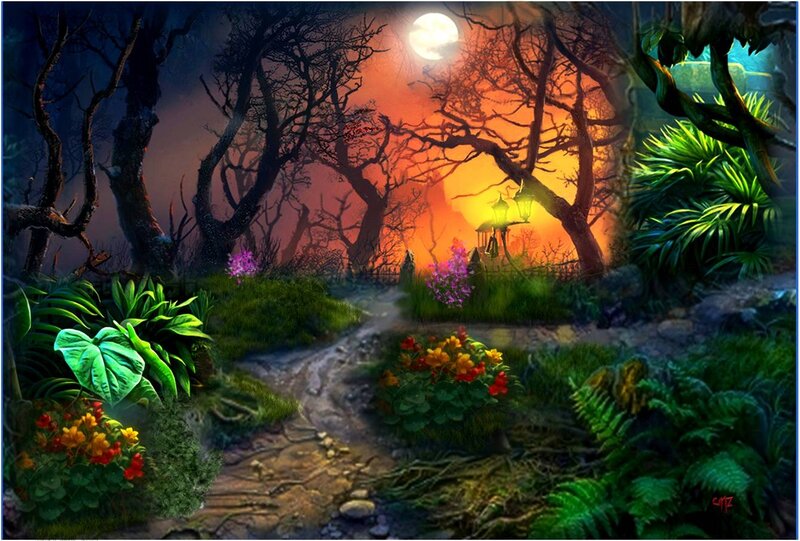 Path Through Mystical Forest — Green, Dramatic