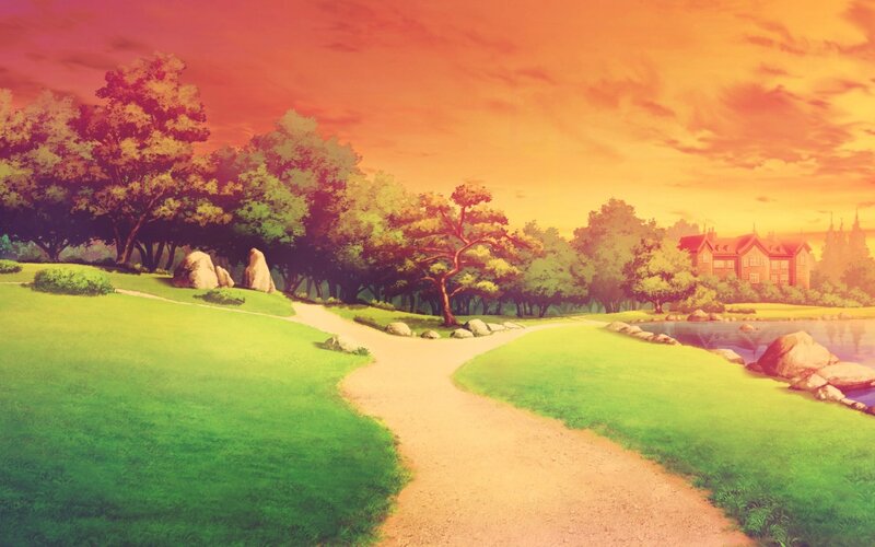 Path Through Park at Sunset