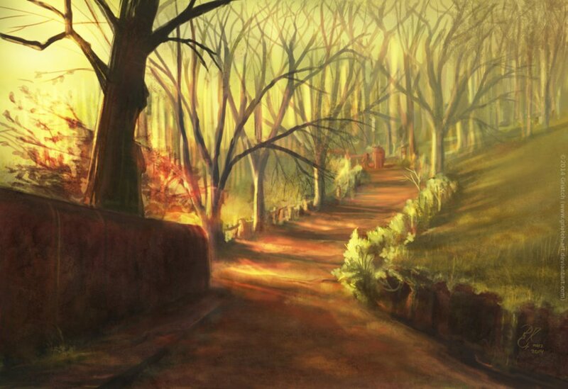 Path Through Wooded Area — Yellow