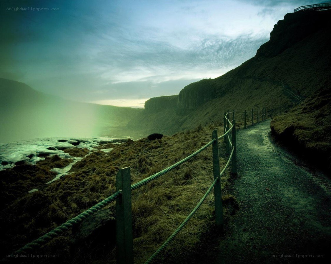 Path to a waterfall in Iceland
