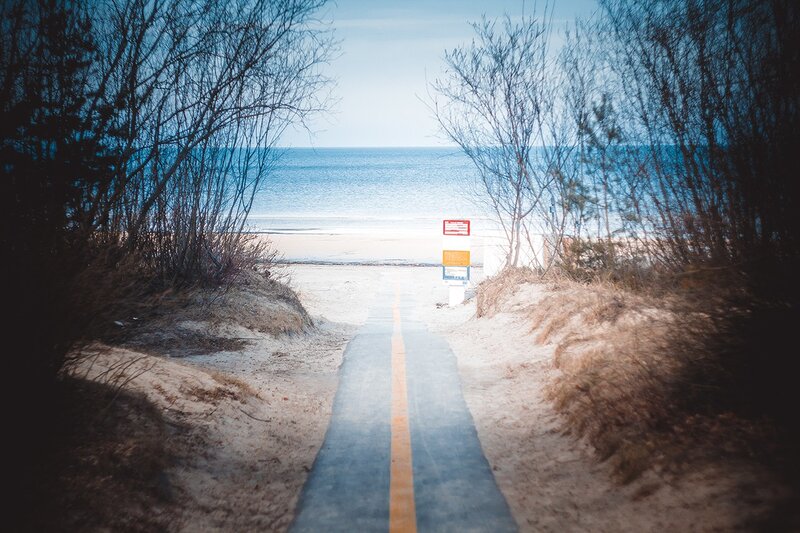 Path to Beach Through Dunes — Blue