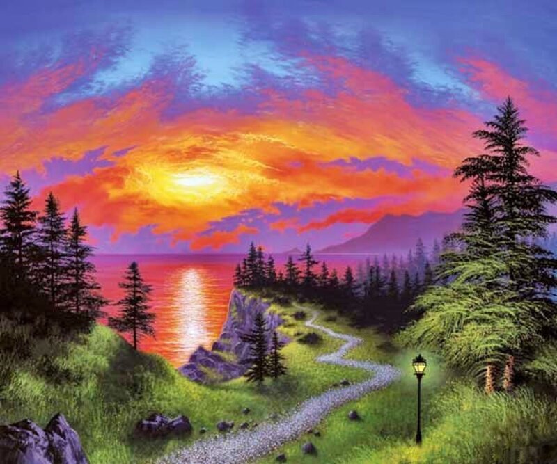 Path to Ocean at Sunset — Purple