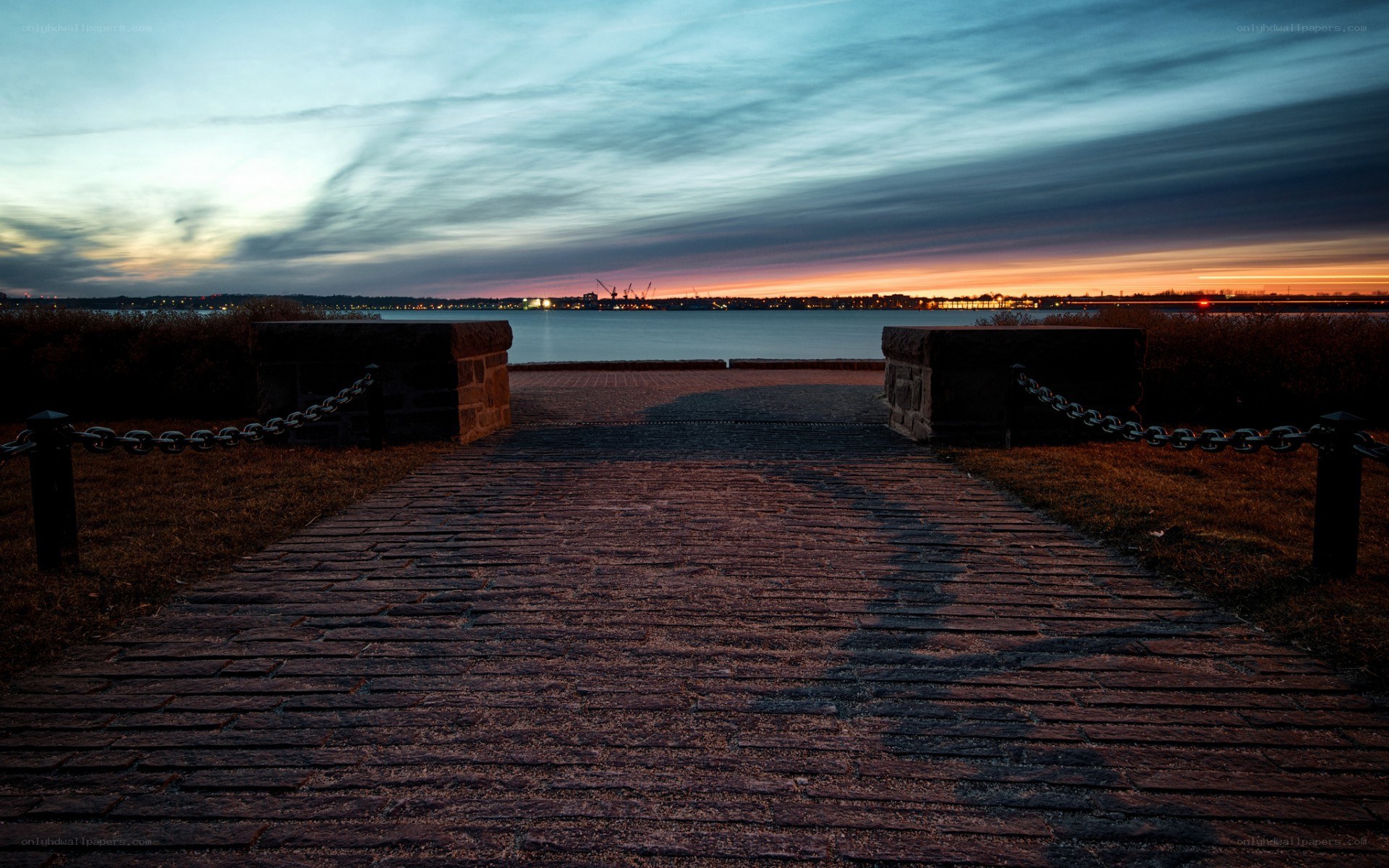 Path to the water at dusk