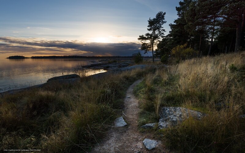 Path to the water at sunset