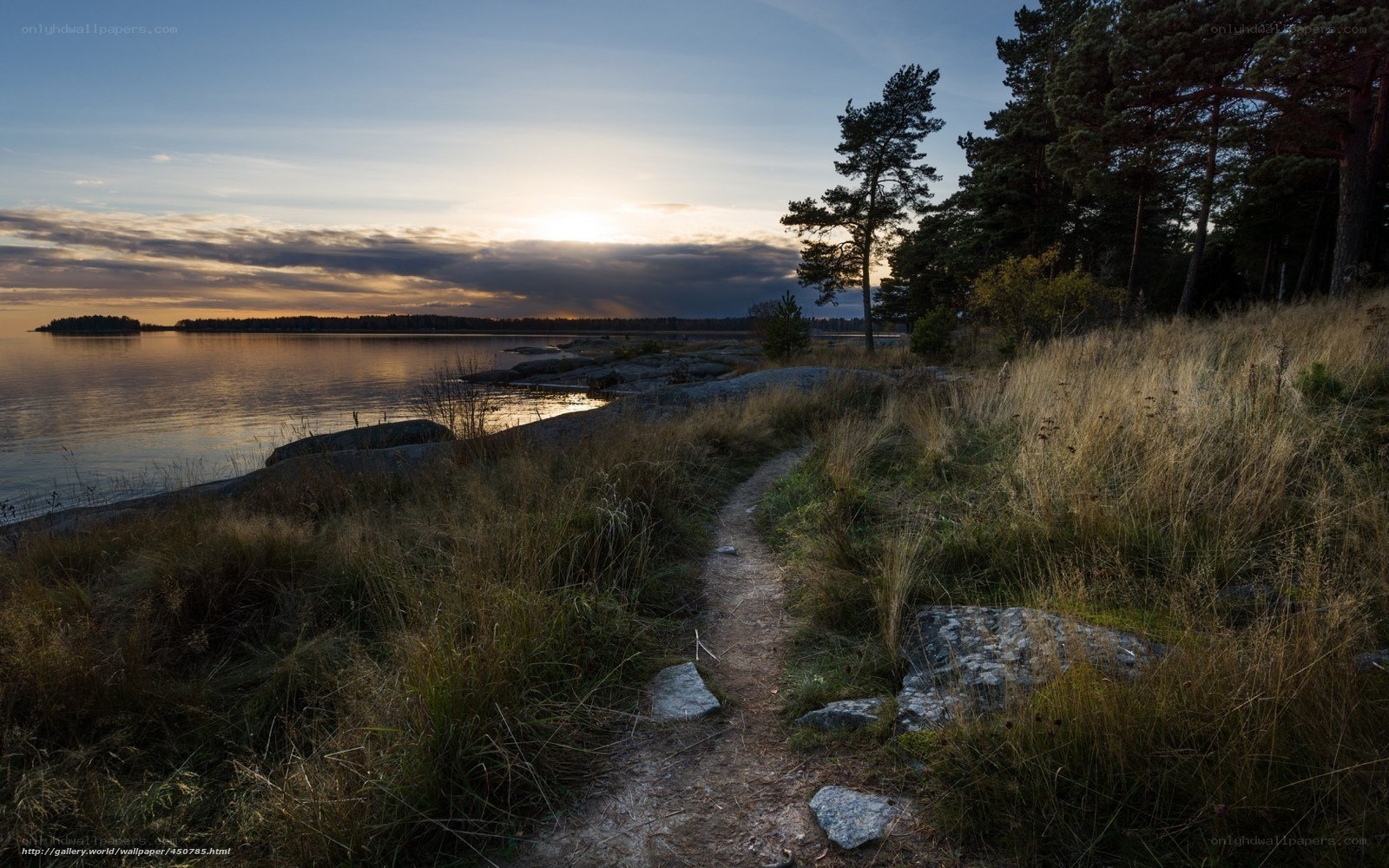 Path to the water at sunset