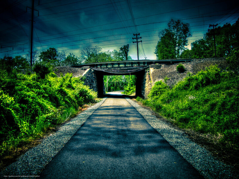 Path under a railway bridge