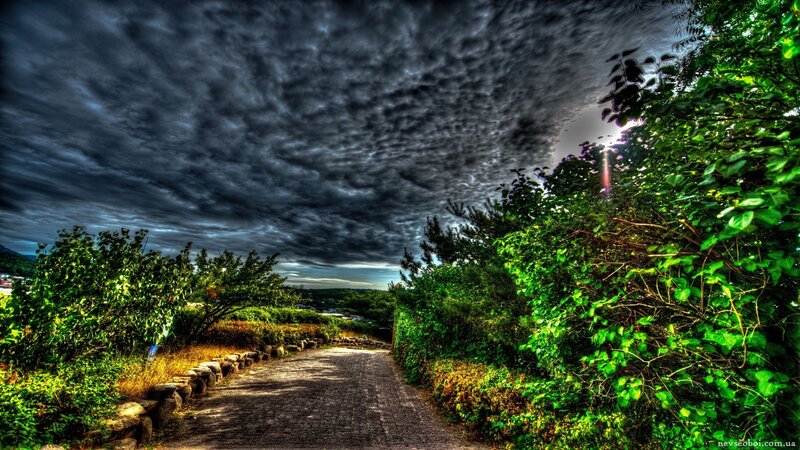 Path under Stormy Sky — Green, Dramatic, Afternoon