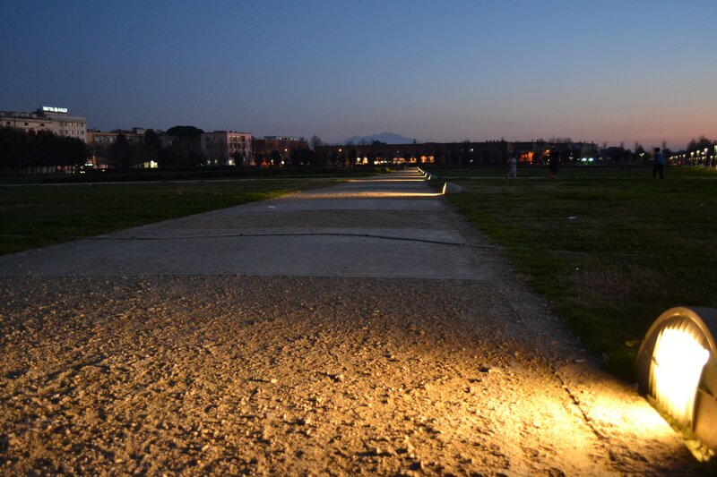 Pathway at dusk in a park