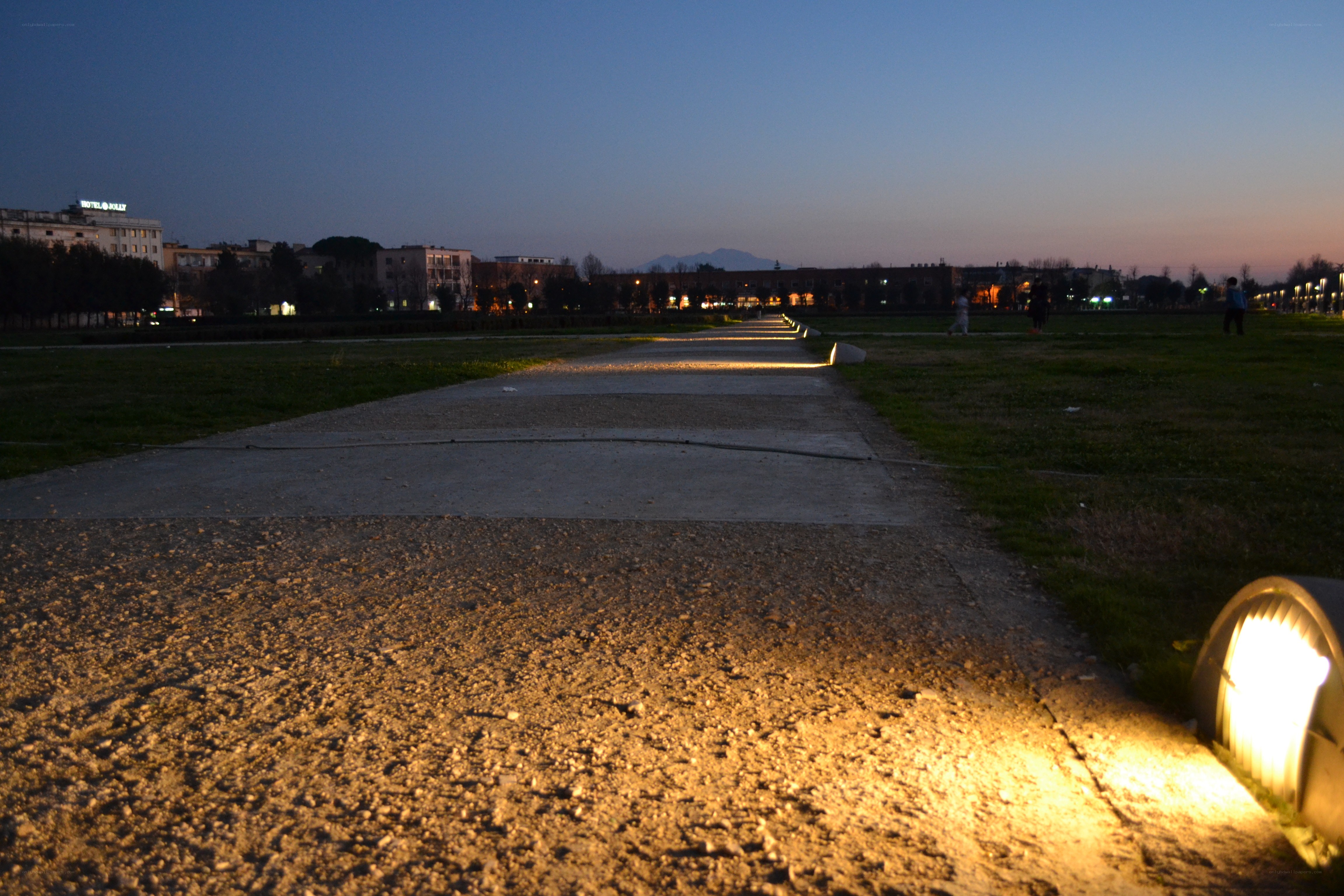 Pathway at dusk in a park