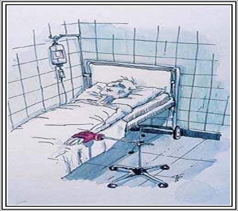 Patient in Hospital Bed — Blue