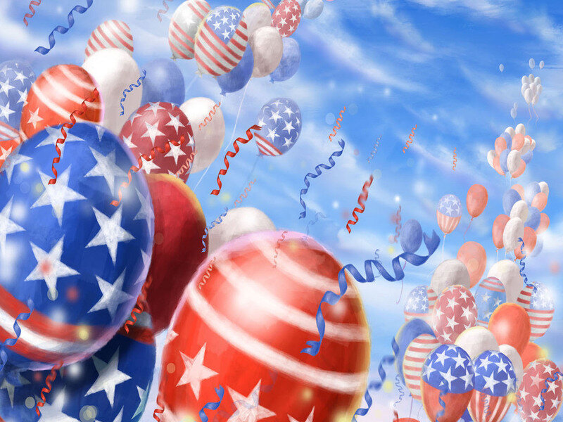 Patriotic Balloons and Streamers