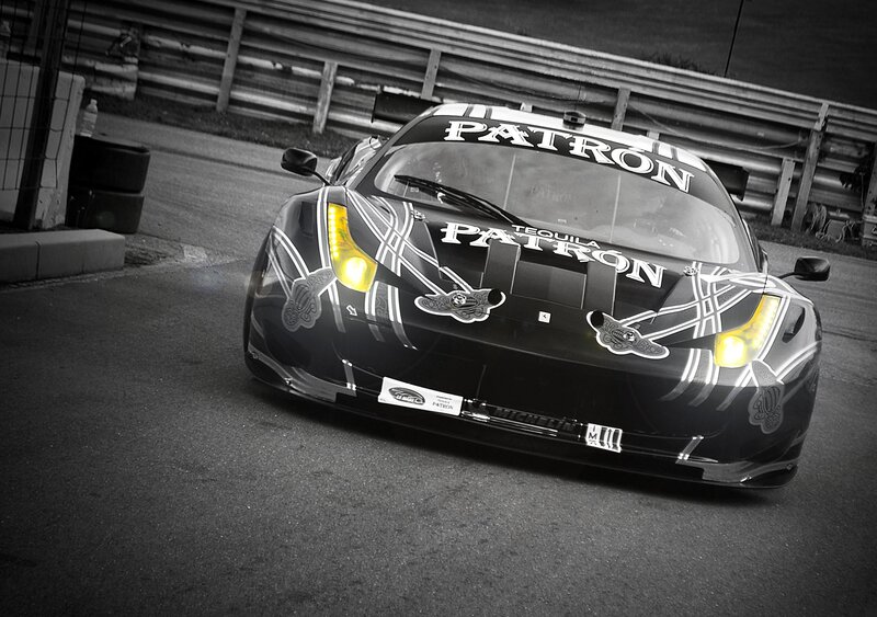 Patron-sponsored race car on track