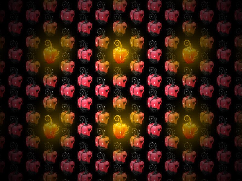 pattern of glowing peppers