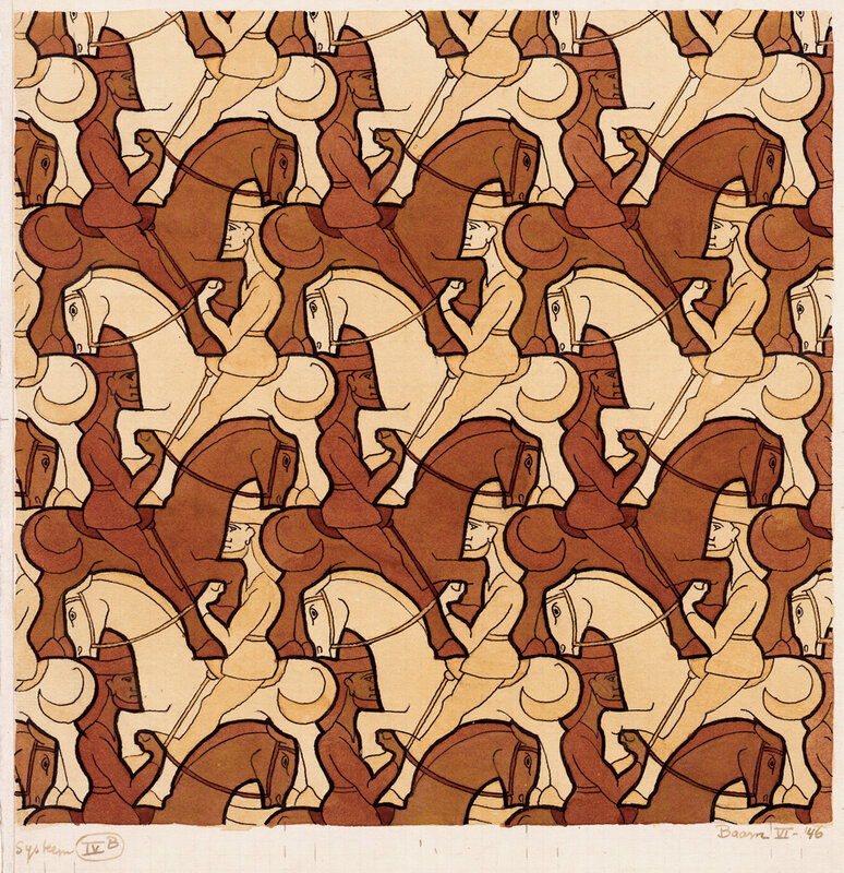 Pattern of riders on horses