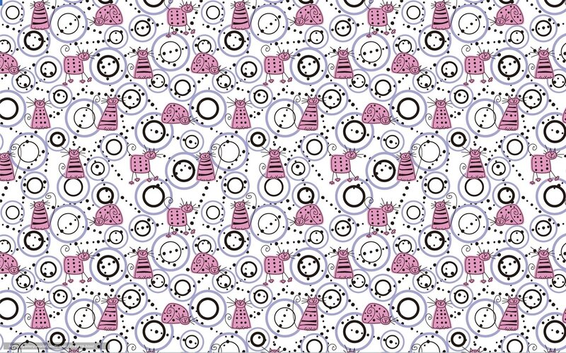 pattern with cats and circles