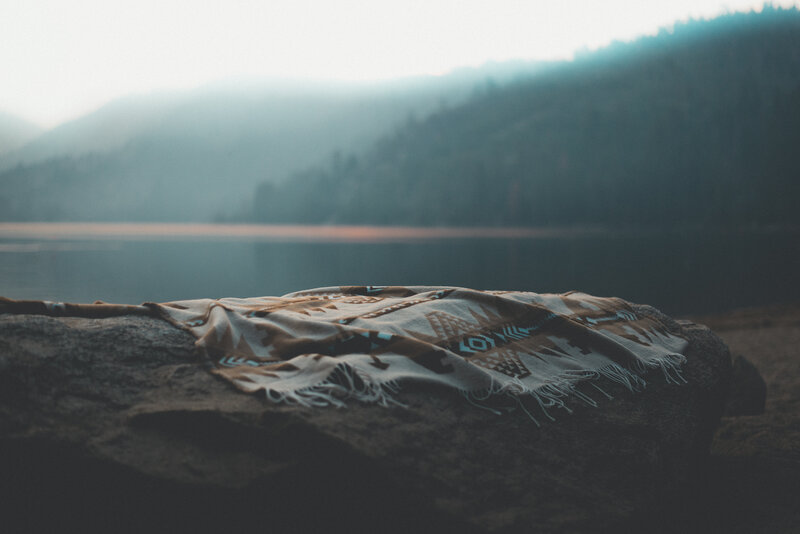 Patterned Blanket on Rock