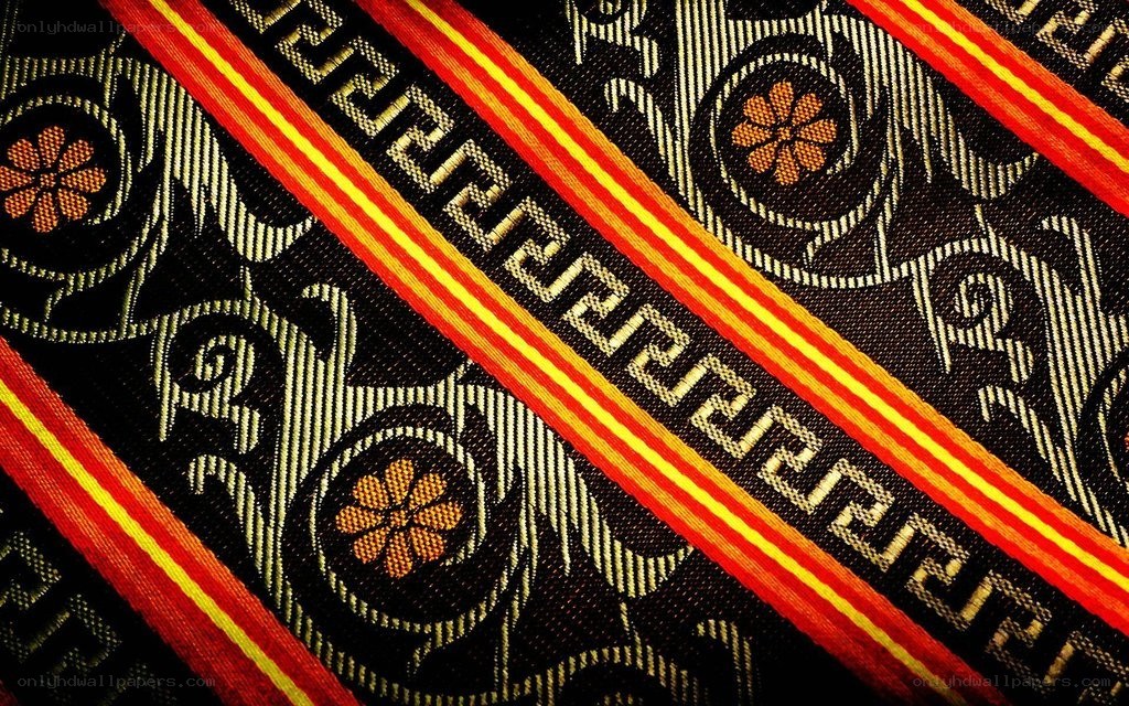 patterned fabric with red and yellow stripes