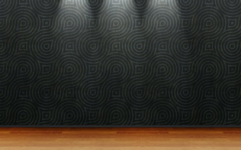 Patterned wall with wooden floor