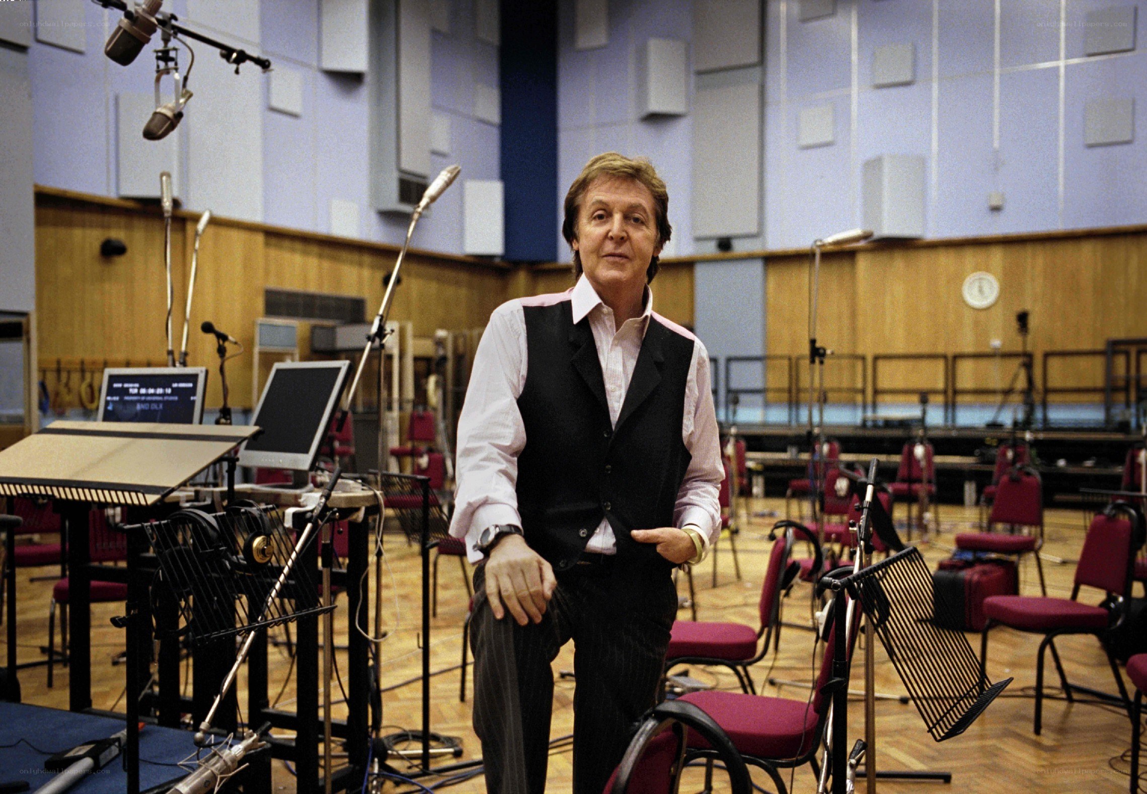 Paul McCartney in a recording studio