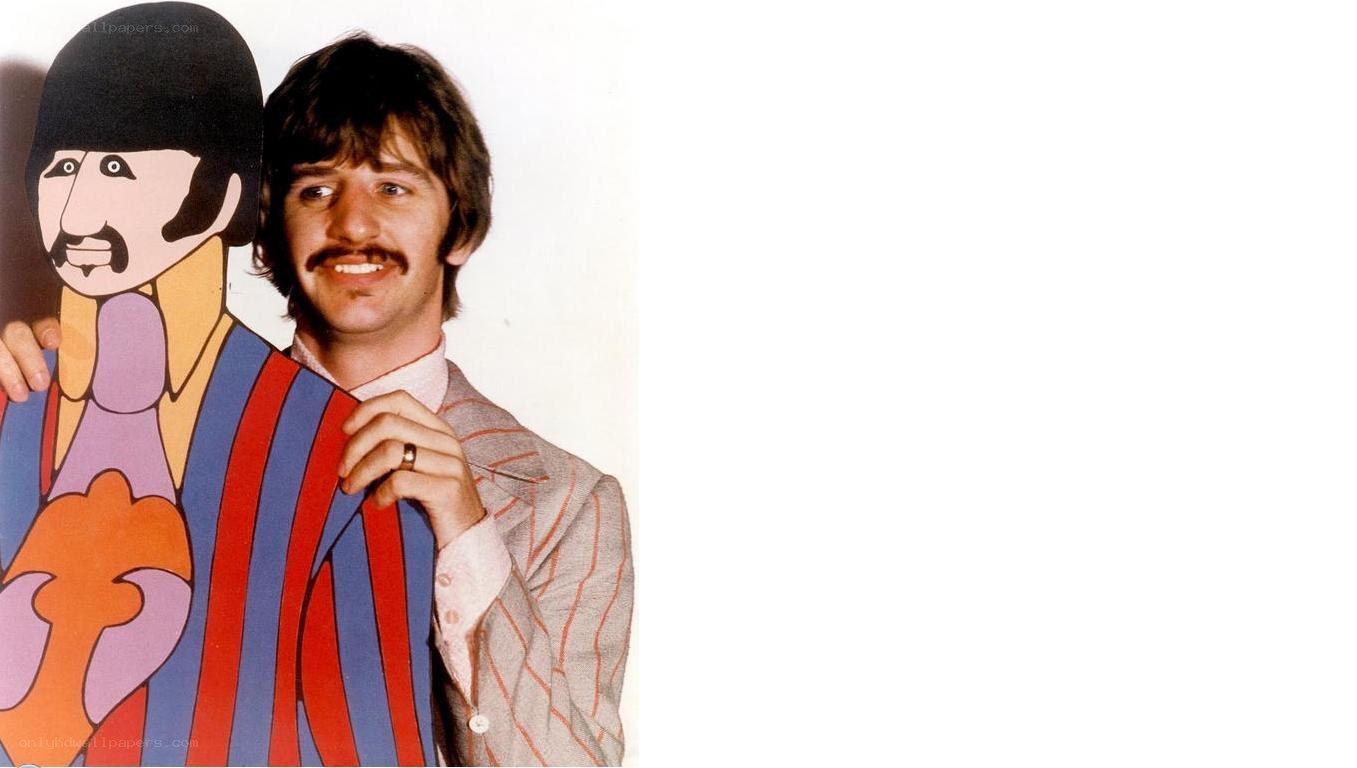 Paul McCartney with cartoon cutout