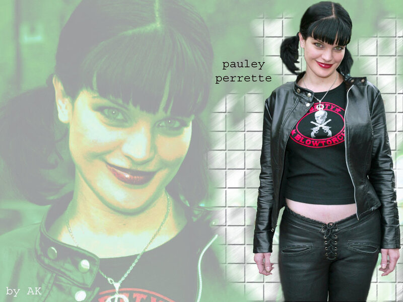 Pauley Perrette in leather