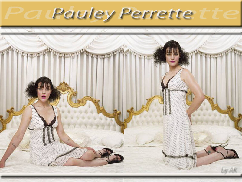 Pauley Perrette in polka dot dress