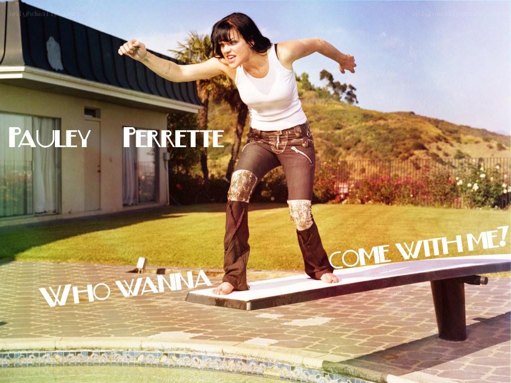 Pauley Perrette on a diving board