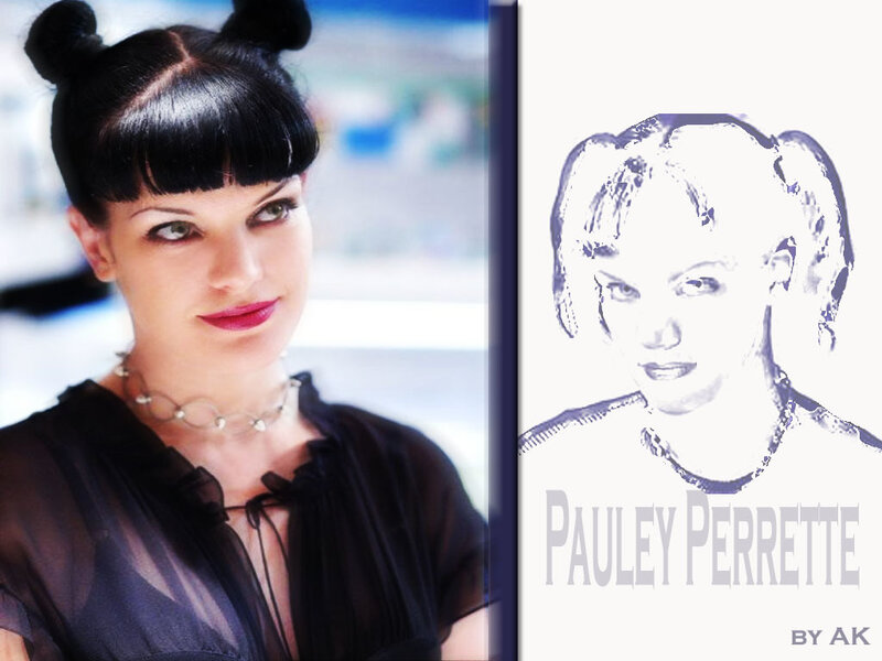 Pauley Perrette portrait and sketch