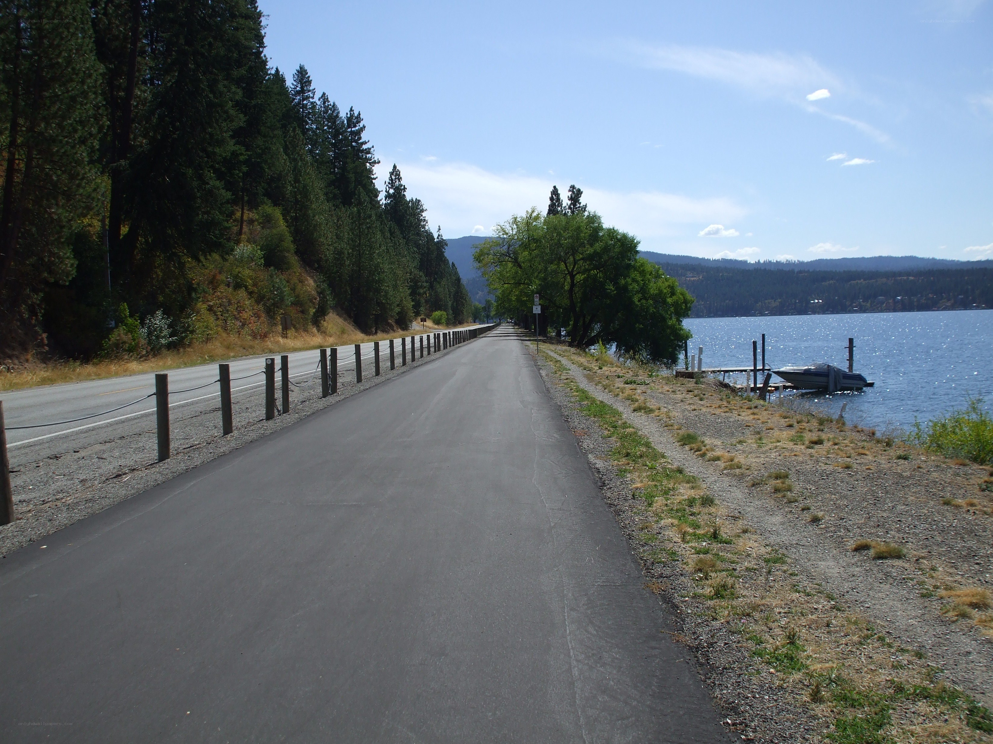 Paved path along a lake