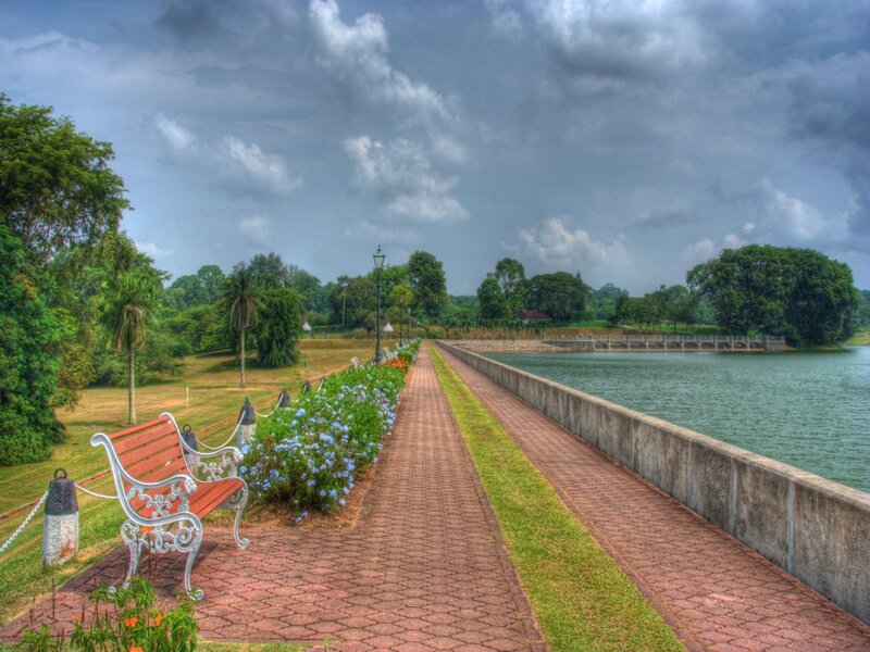 Paved Path by Lake — Green
