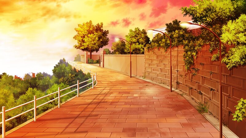 Paved Walkway at Sunset — Orange, Serene
