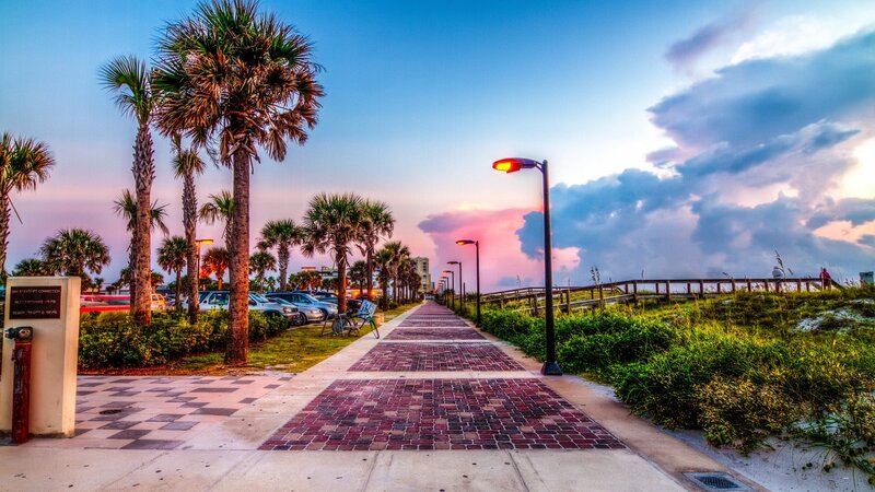Paved Walkway at Sunset
