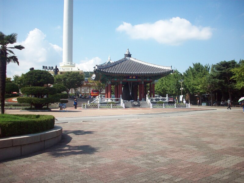 Pavilion and tower in a park