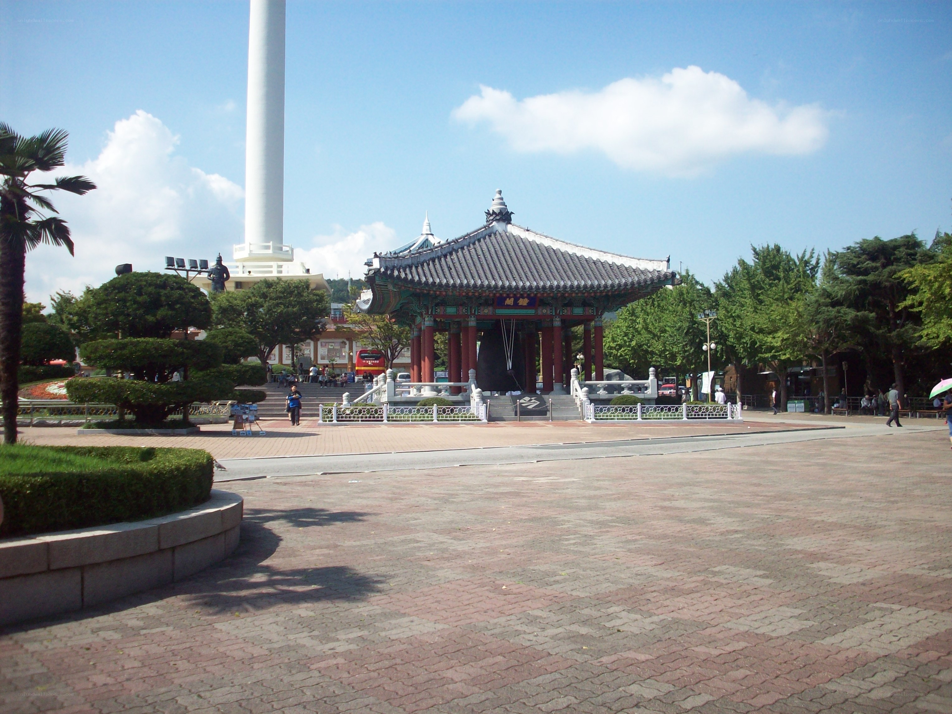 Pavilion and tower in a park