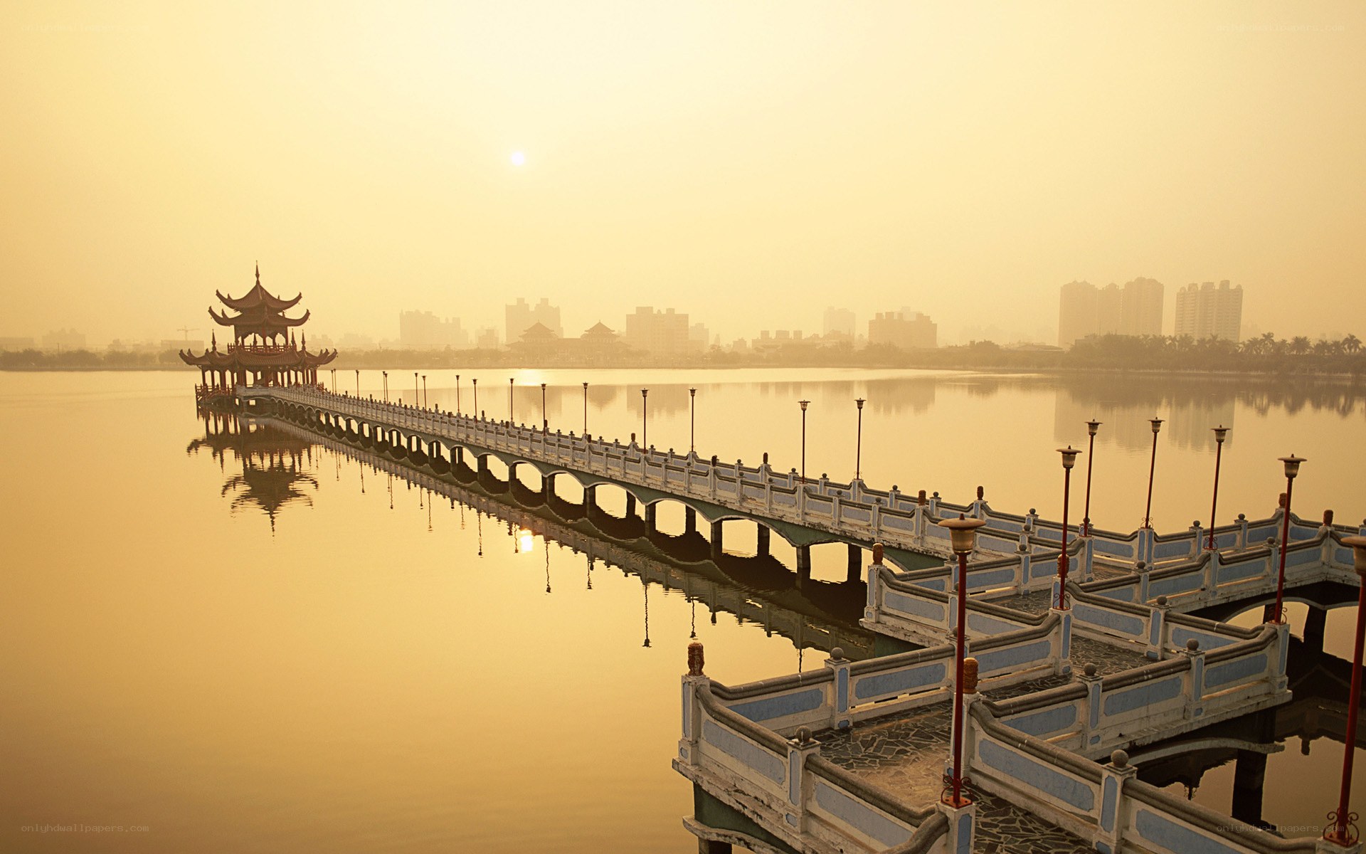 Pavilion bridge at sunrise