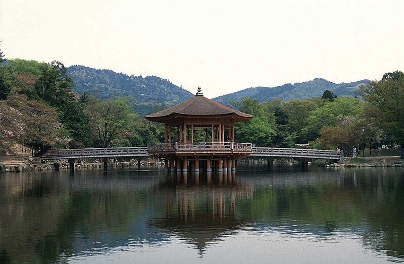 Pavilion on a lake in Japan