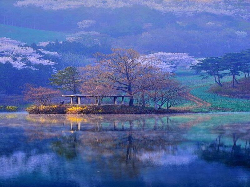 Pavilion on Island — Blue