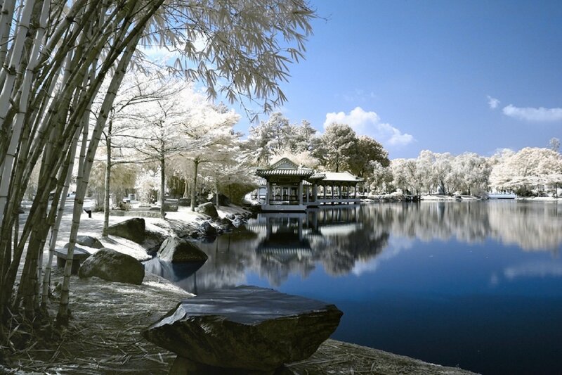 Pavilion on Lake — Blue, Serene, Afternoon