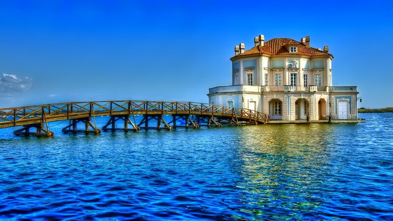 Pavilion on Water — Blue, Serene