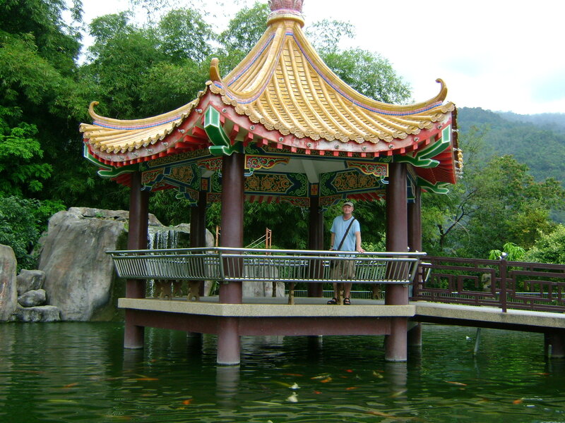 Pavilion over a koi pond