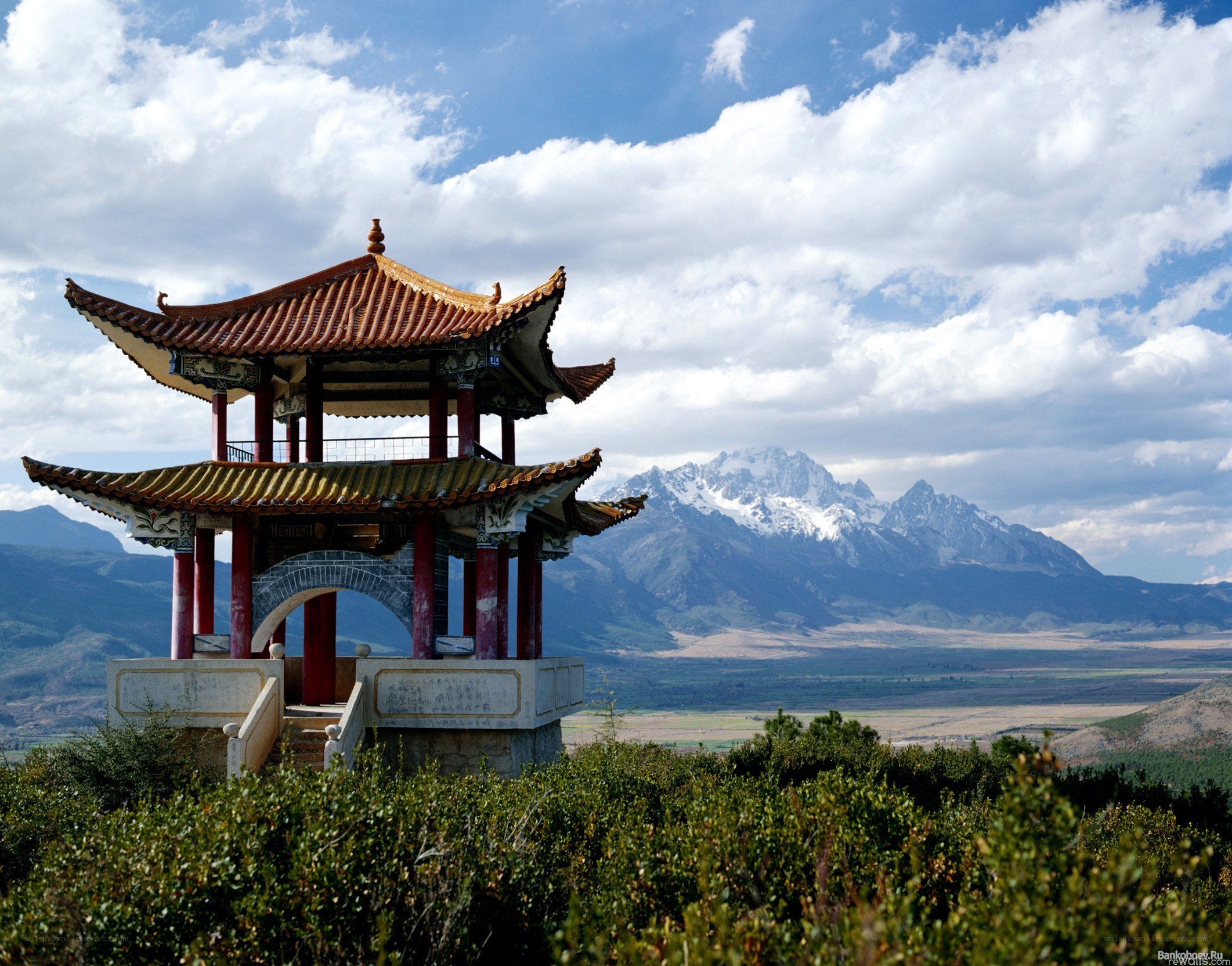 Pavilion with mountain view