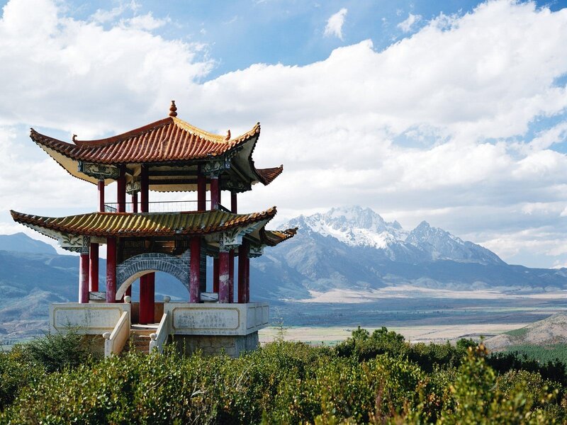 Pavilion with mountain view