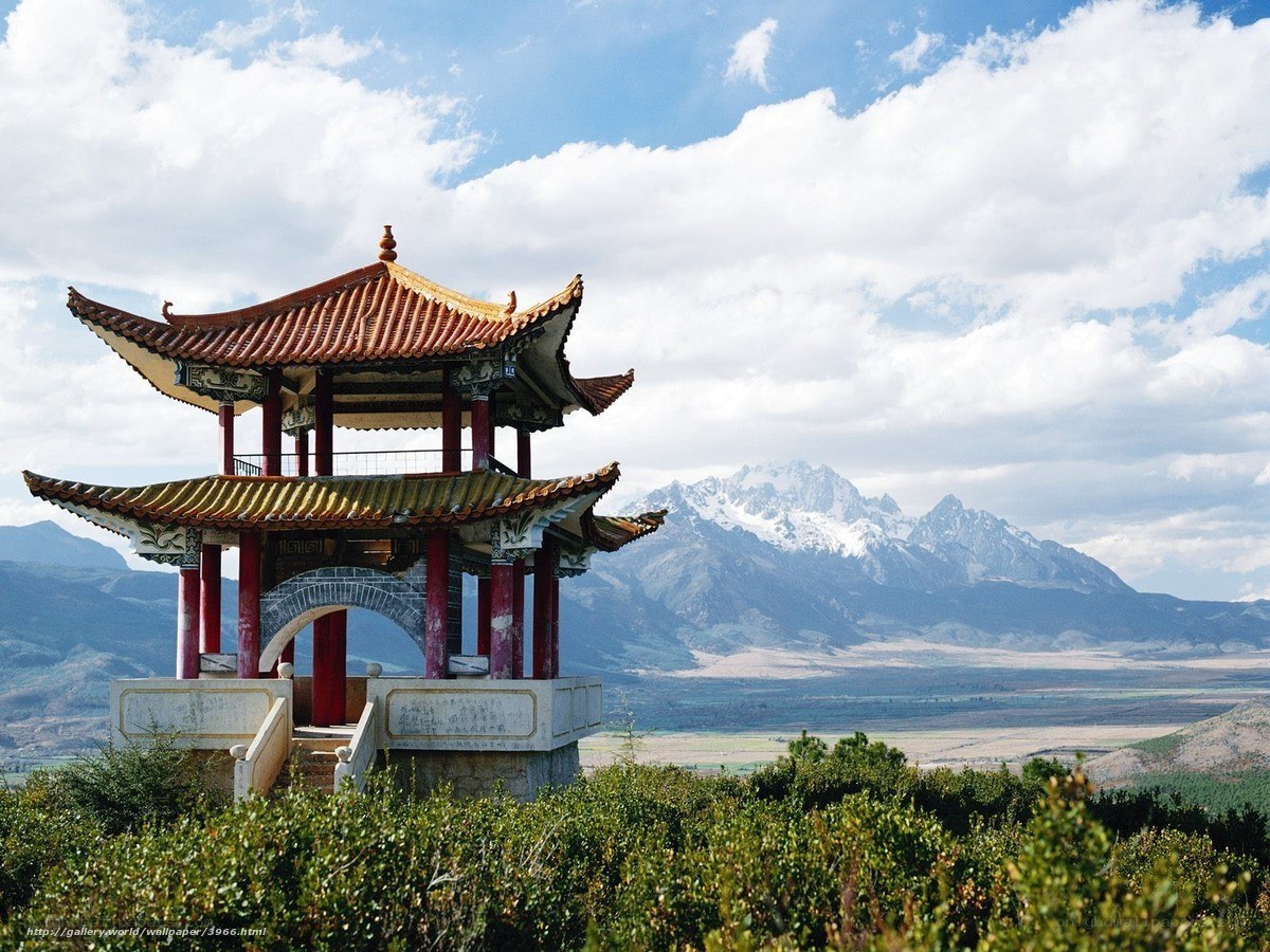 Pavilion with mountain view