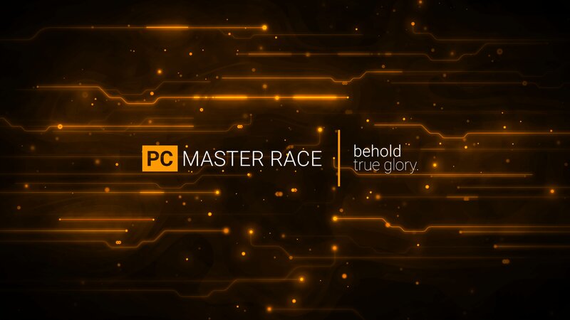 PC Master Race Logo — Black, Dramatic, Digital Art, Glowing Lines